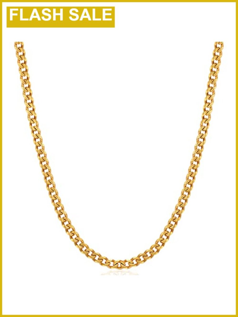 3.5mm Cuban Link Chains Stainless Steel Gold Plated Necklace